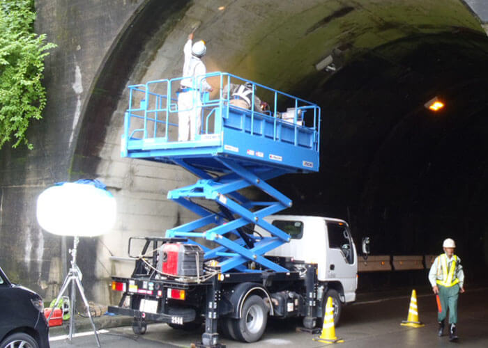 現道を規制しての調査状況)